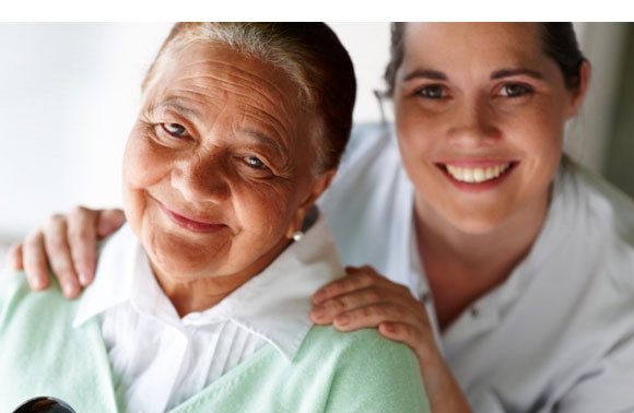 Smiling nurse and resident